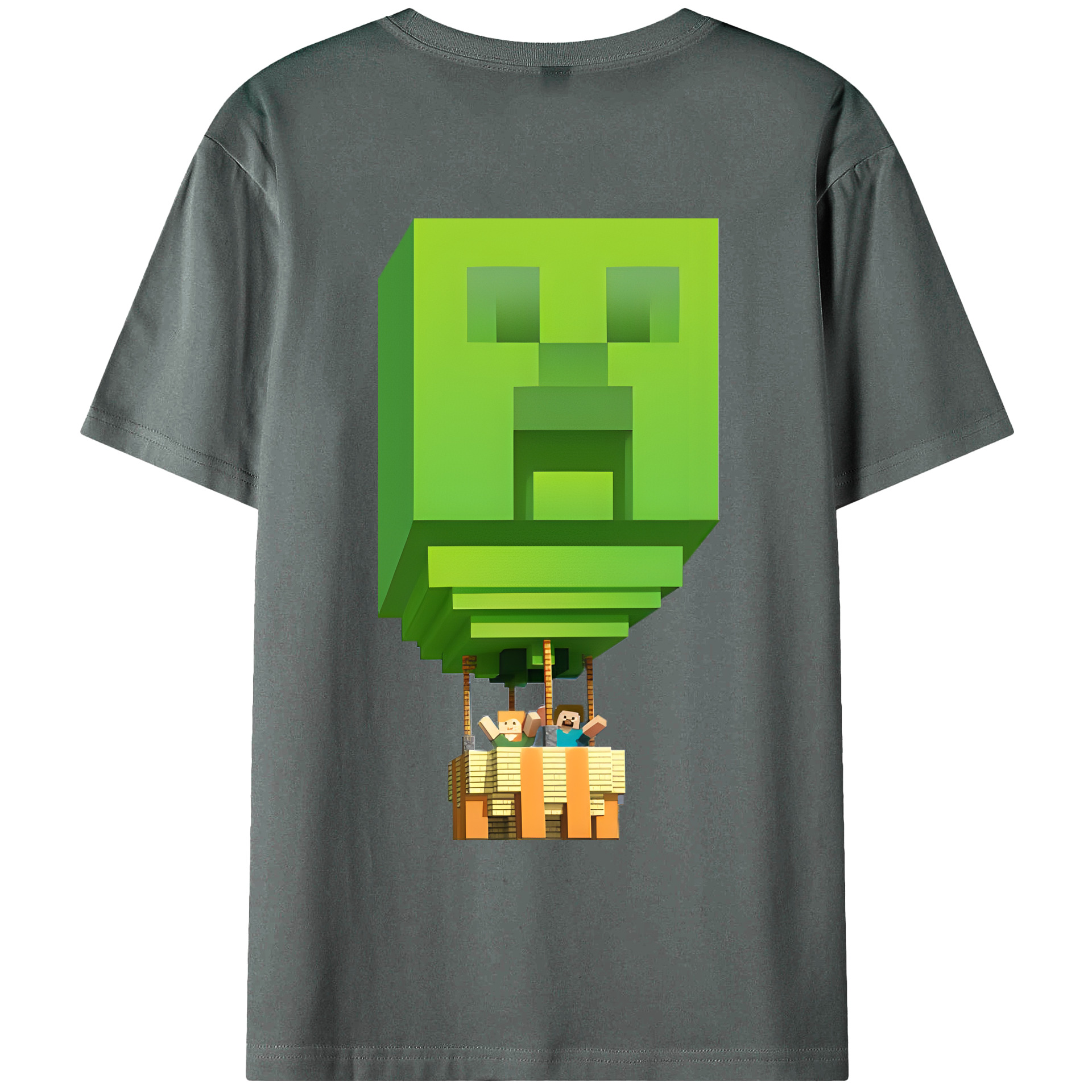 （画像用） マインクラフト ブロックの世界 Minecraft MC Block world 綿100％ メンズ半袖Tシャツ（バックプリント） 通気性